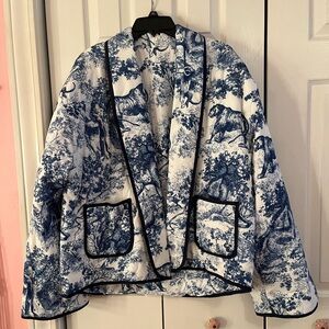Blue & white quilted jacket